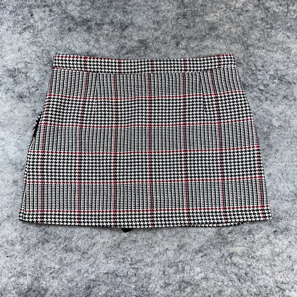 Forever 21 Mini Skort Women's 29 Wool Blend Plaid Houndstooth Lined Academia